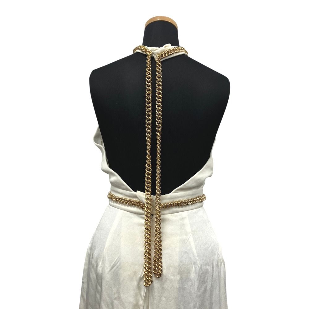 Saint Laurent Gold Chain Jumpsuit Halter Neck Runway Wear White — view 7