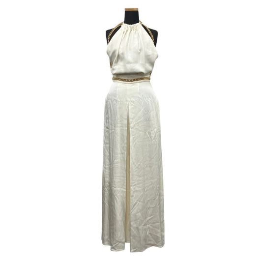 Saint Laurent Gold Chain Jumpsuit Halter Neck Runway Wear White