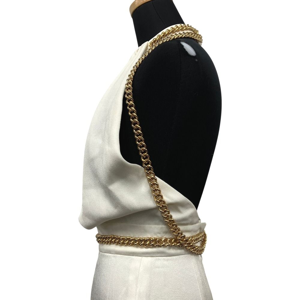 Saint Laurent Gold Chain Jumpsuit Halter Neck Runway Wear White — view 6