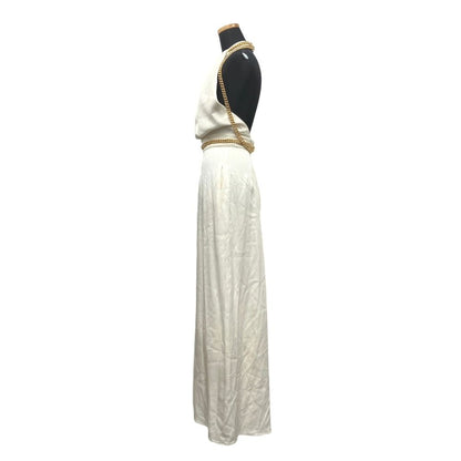 Saint Laurent Gold Chain Jumpsuit Halter Neck Runway Wear White — view 3