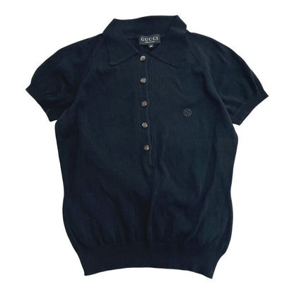 Gucci Tom Ford Era Interlocking G Knit Polo Shirt Top Vintage Archive Black M