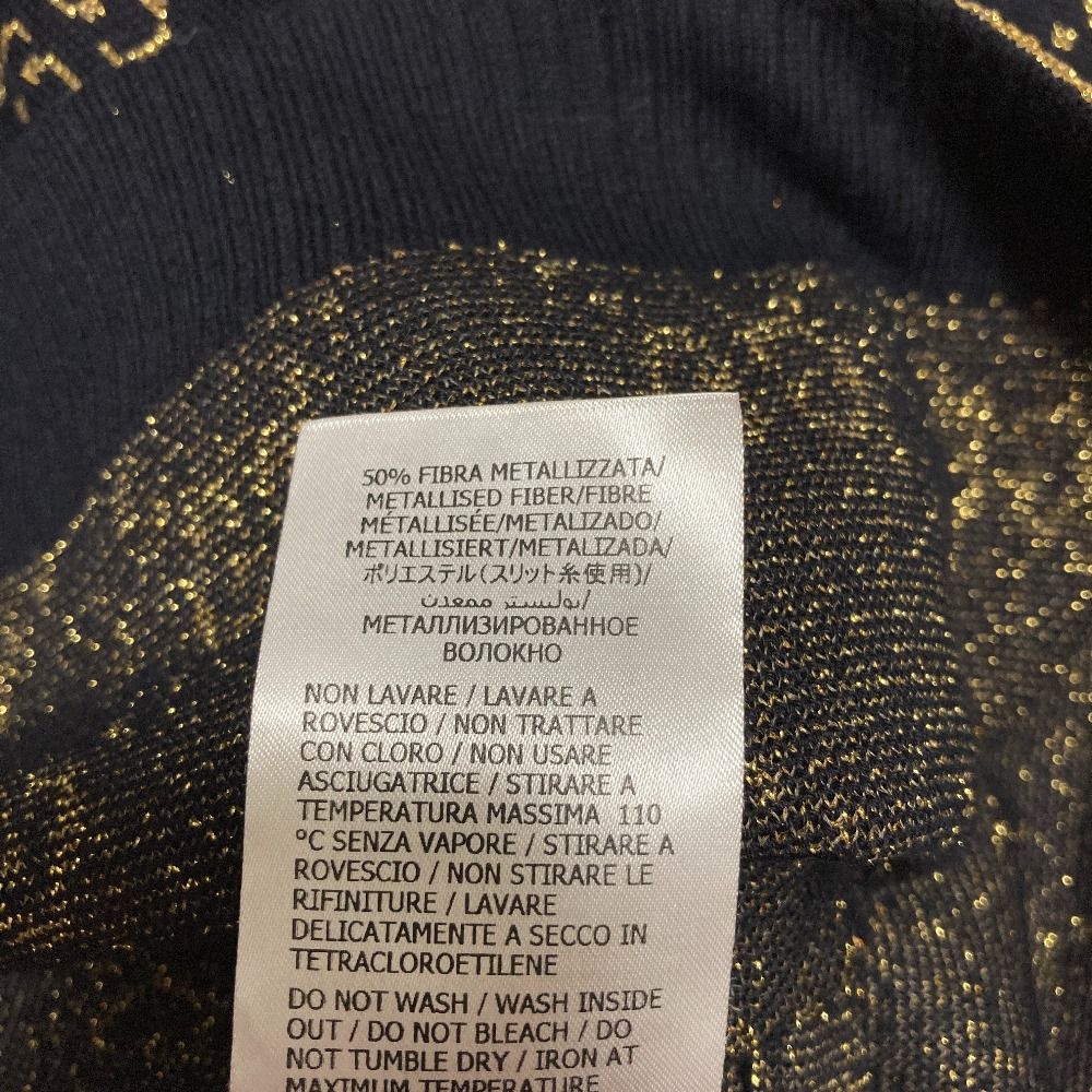 Gucci GG Cotton Glitter Fabric Short Sleeve Knit Sweater Black Gold S — view 7