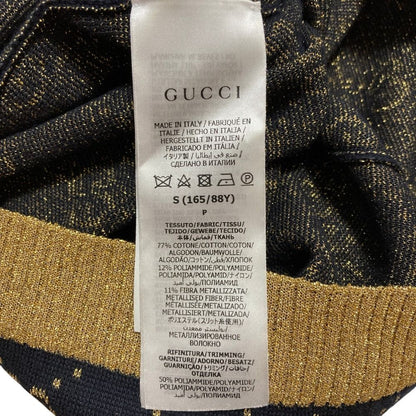 Gucci GG Cotton Glitter Fabric Short Sleeve Knit Sweater Black Gold S — view 6