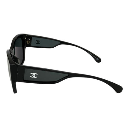 Chanel Side CC Logo Cat Eye Sunglasses S4 55 Black Eyewear — view 3