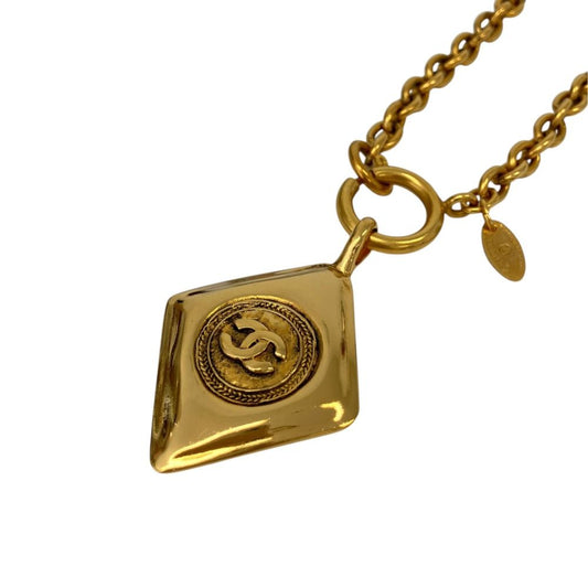 Chanel CC Logo Diamond Motif Chain Necklace Gold