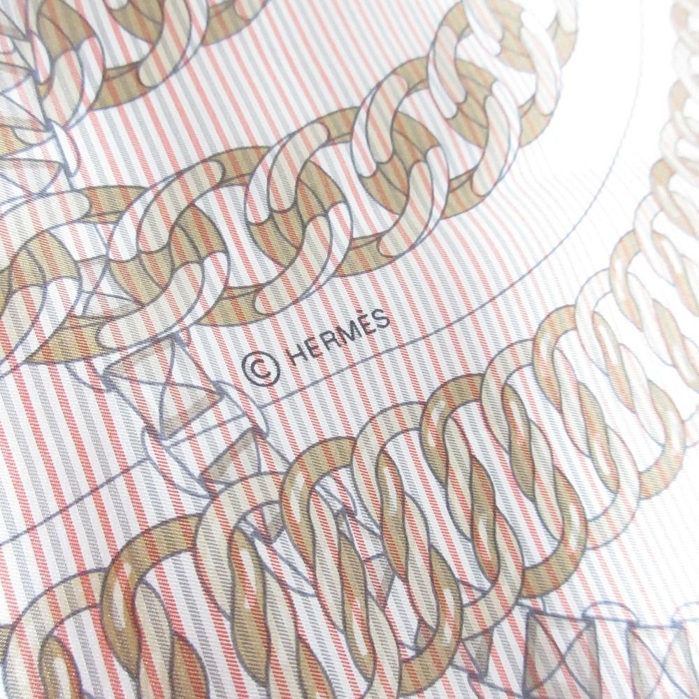 Hermes Carre 90 Reaction en Chaine D'ancre Motif Silk Scarf White Orange Gray — view 5