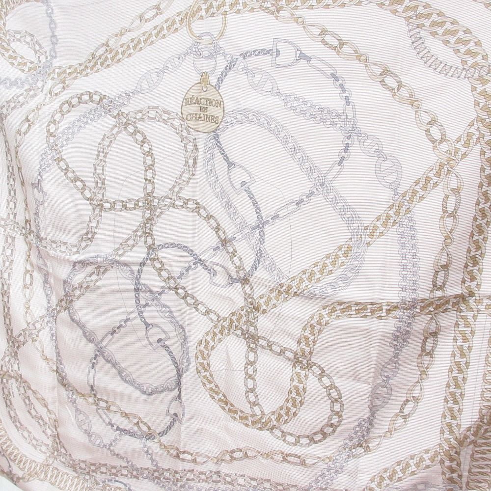 Hermes Carre 90 Reaction en Chaine D'ancre Motif Silk Scarf White Orange Gray — view 2