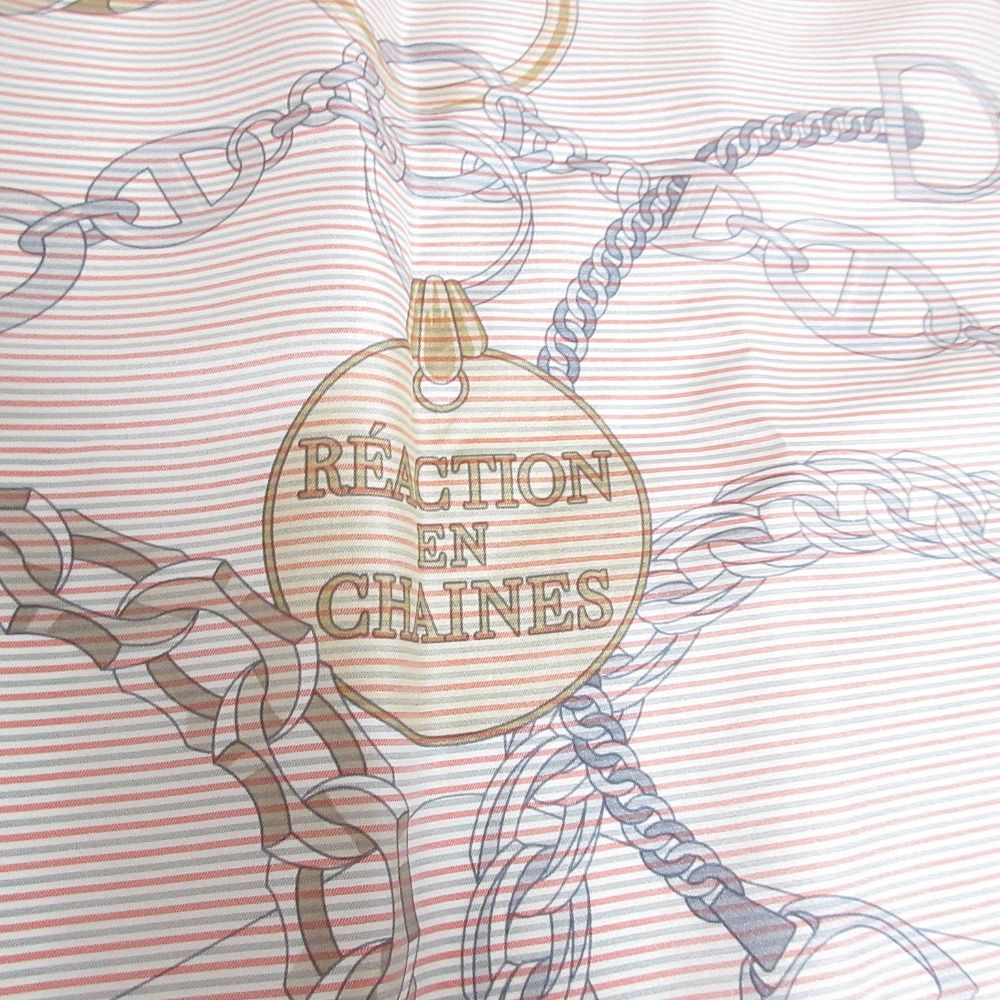 Hermes Carre 90 Reaction en Chaine D'ancre Motif Silk Scarf White Orange Gray — view 4