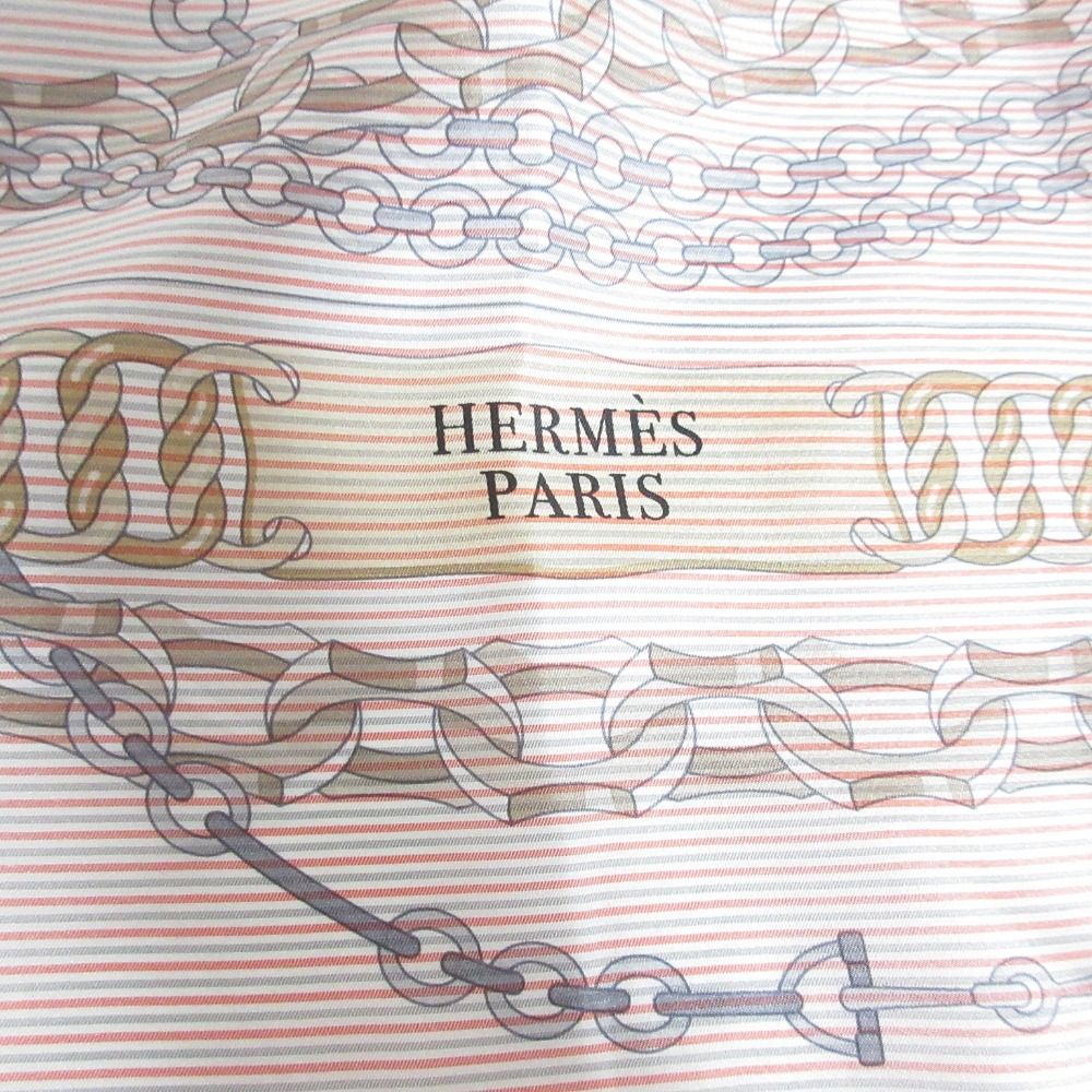 Hermes Carre 90 Reaction en Chaine D'ancre Motif Silk Scarf White Orange Gray — view 6
