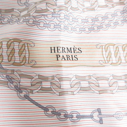 Hermes Carre 90 Reaction en Chaine D'ancre Motif Silk Scarf White Orange Gray — view 6