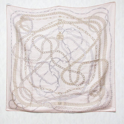 Hermes Carre 90 Reaction en Chaine D'ancre Motif Silk Scarf White Orange Gray