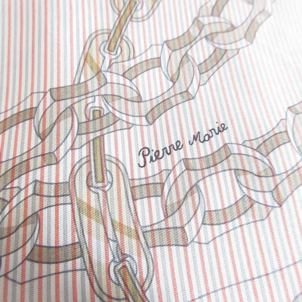 Hermes Carre 90 Reaction en Chaine D'ancre Motif Silk Scarf White Orange Gray — view 3
