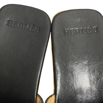 Hermes Kevlar H Motif Wood Sole Sandals Black — view 7