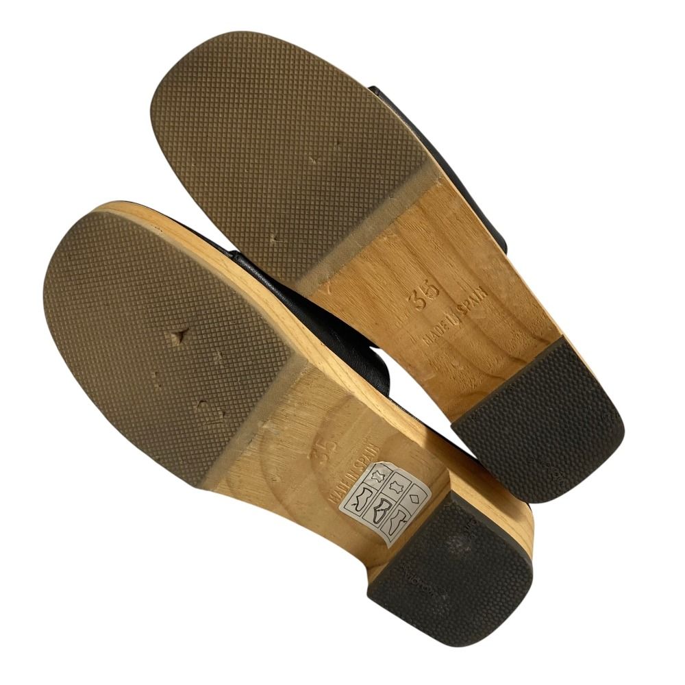 Hermes Kevlar H Motif Wood Sole Sandals Black — view 6
