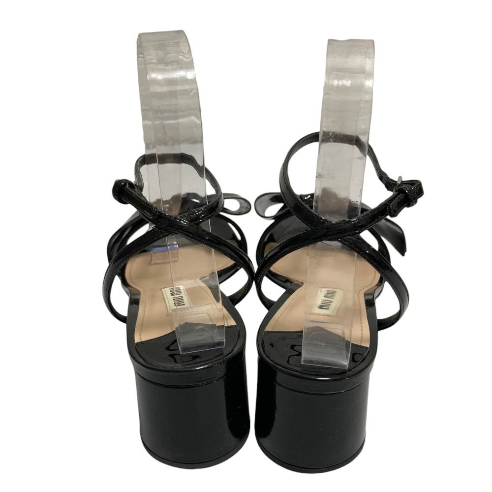 Miu Miu Patent Ribbon Strap Sandals Black — view 4