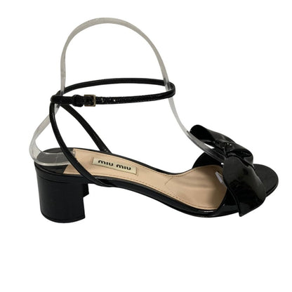 Miu Miu Patent Ribbon Strap Sandals Black — view 5