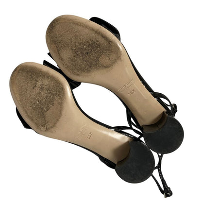 Miu Miu Patent Ribbon Strap Sandals Black — view 6