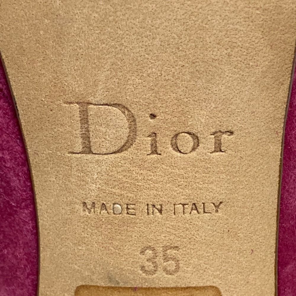 Dior Tassel Ribbon Open Toe Suede Pumps Pink Heels — view 7