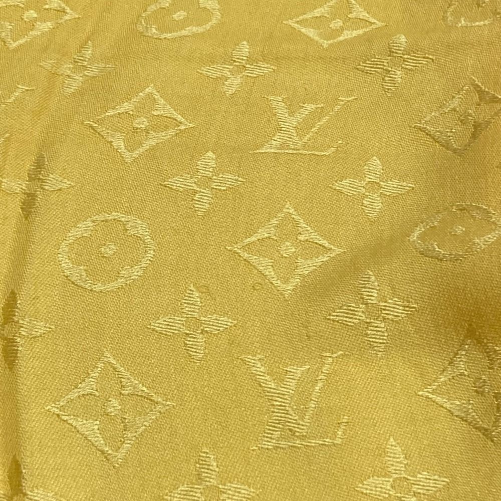 Louis Vuitton Silk Wool Shawl Monogram Yellow Scarf — view 8