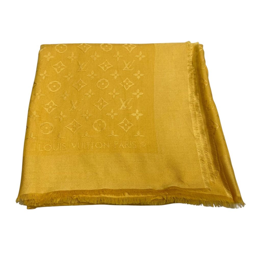 Louis Vuitton Silk Wool Shawl Monogram Yellow Scarf — view 2