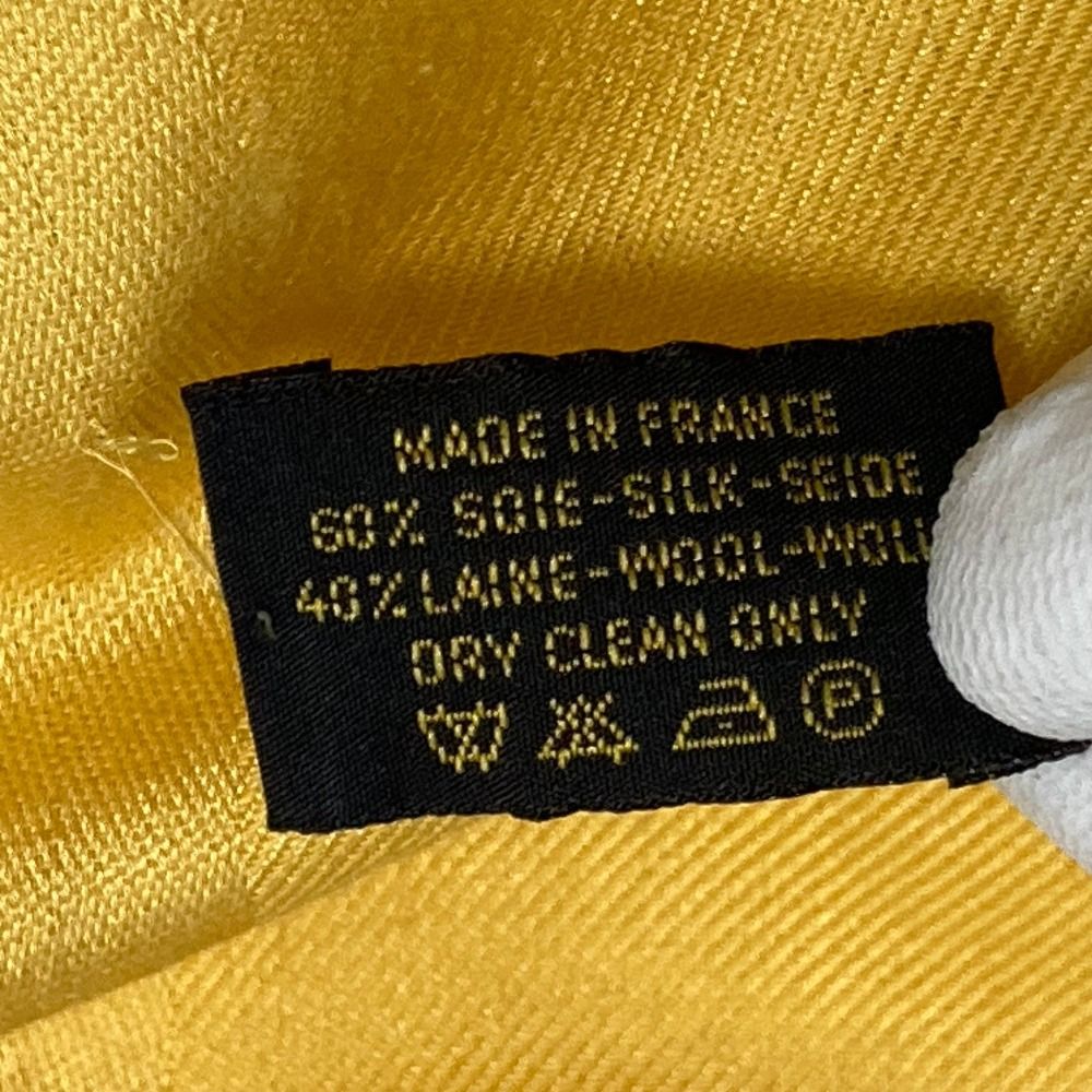 Louis Vuitton Silk Wool Shawl Monogram Yellow Scarf — view 7