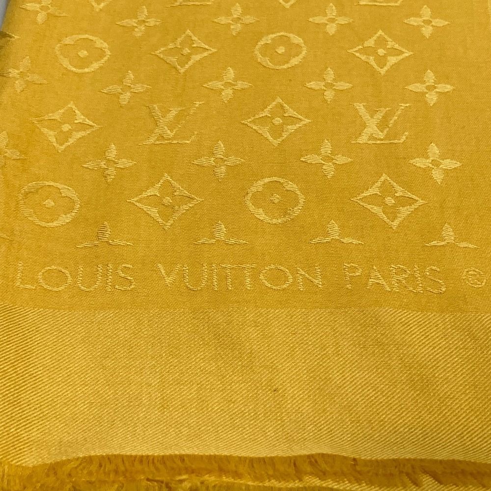 Louis Vuitton Silk Wool Shawl Monogram Yellow Scarf — view 3