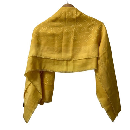 Louis Vuitton Silk Wool Shawl Monogram Yellow Scarf — view 5