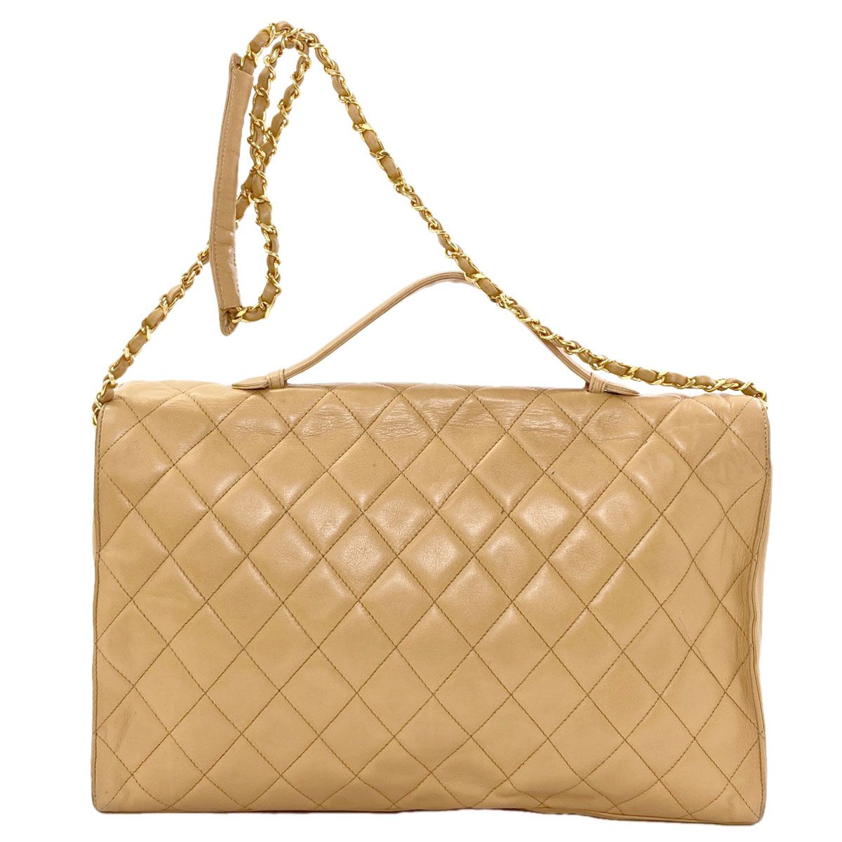 Chanel Quilted CC Logo Chain Gold 2-Way Handbag Lambskin — view 2