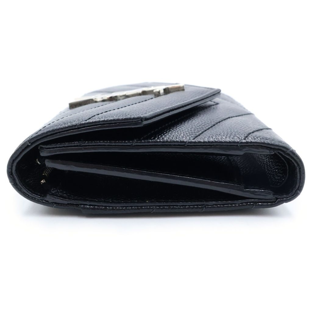 Saint Laurent Cassandra V-stitch Compact Three Fold Wallet Trifold Leather — view 3