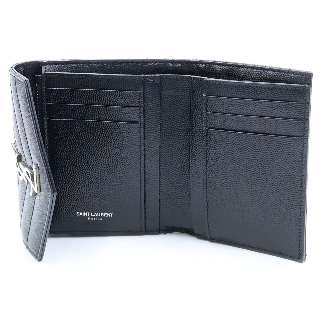 Saint Laurent Cassandra V-stitch Compact Three Fold Wallet Trifold Leather — view 4
