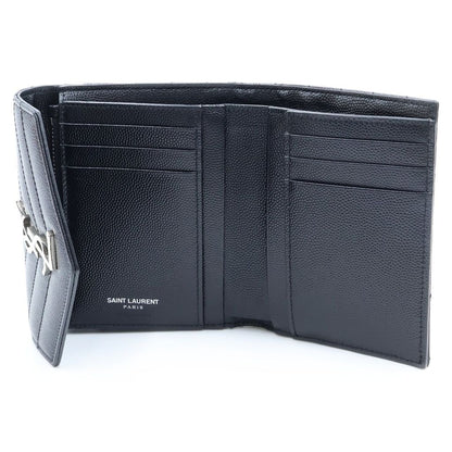 Saint Laurent Cassandra V-stitch Compact Three Fold Wallet Trifold Leather — view 4