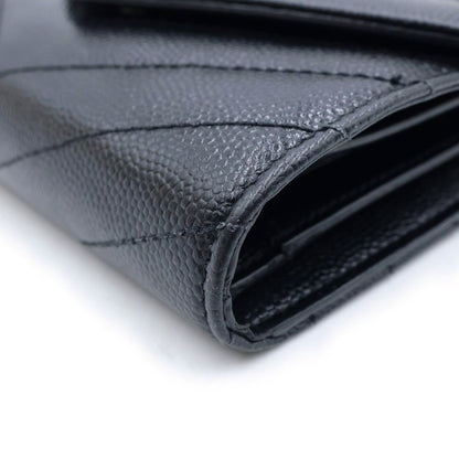 Saint Laurent Cassandra V-stitch Compact Three Fold Wallet Trifold Leather — view 5