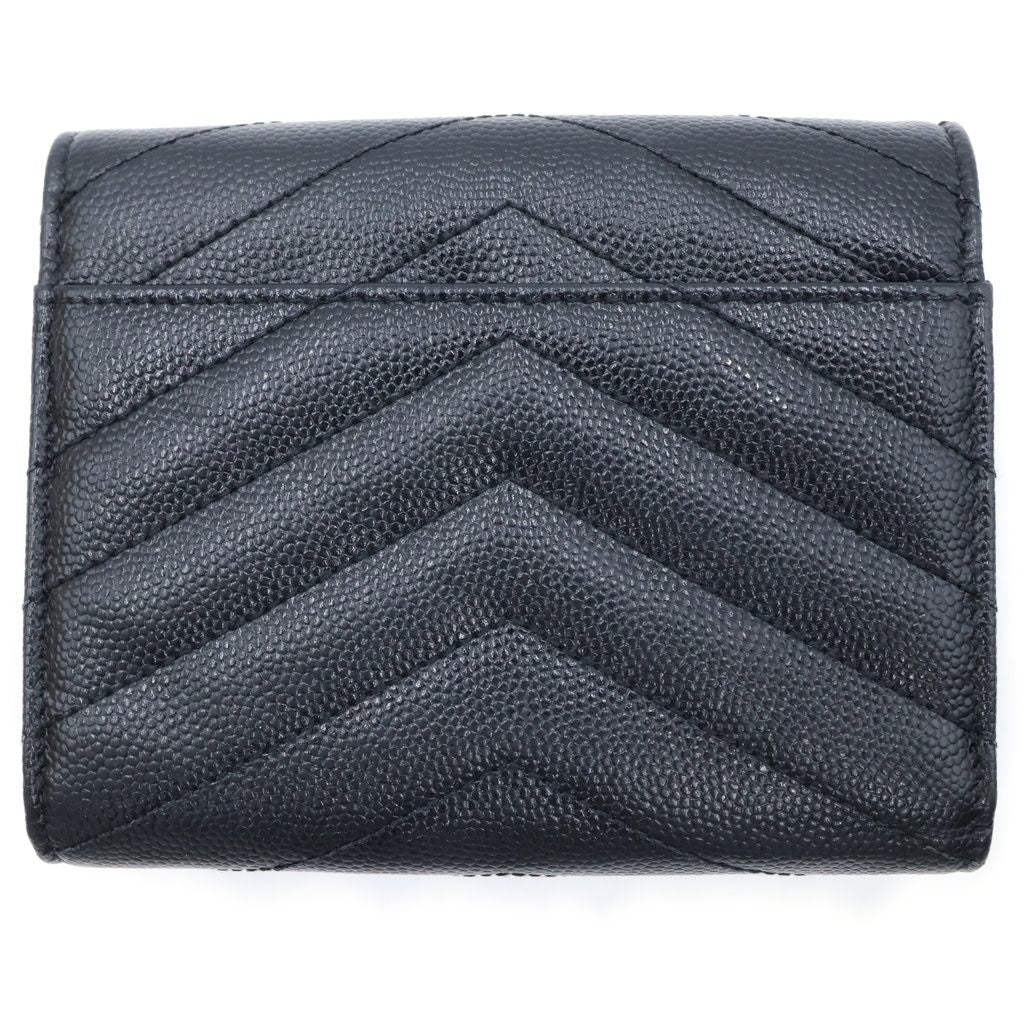 Saint Laurent Cassandra V-stitch Compact Three Fold Wallet Trifold Leather — view 2