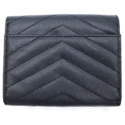 Saint Laurent Cassandra V-stitch Compact Three Fold Wallet Trifold Leather — view 2