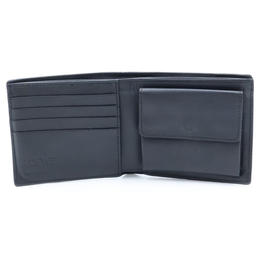 Loewe Puzzle Anagram Bifold Wallet Compact Card Case Black Leather — view 4