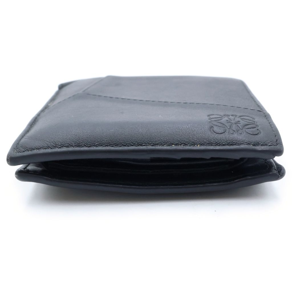 Loewe Puzzle Anagram Bifold Wallet Compact Card Case Black Leather — view 3