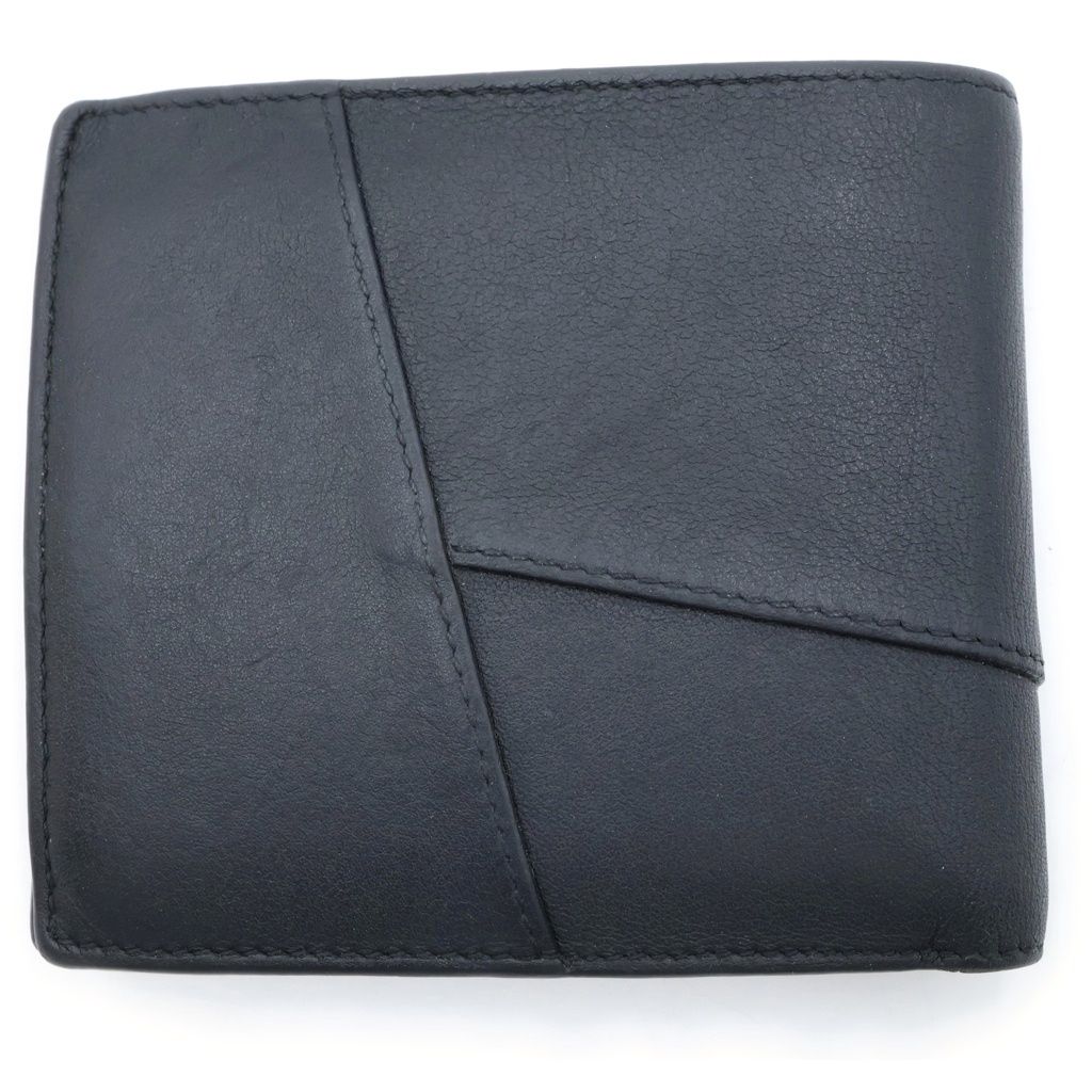 Loewe Puzzle Anagram Bifold Wallet Compact Card Case Black Leather — view 2