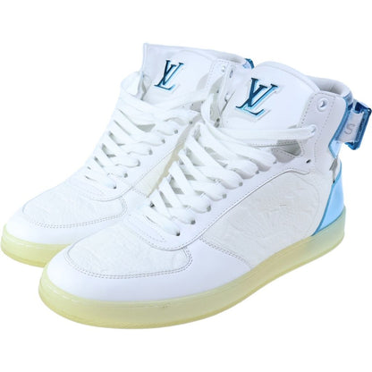 Louis Vuitton Monogram Rivoli Line High-Top Sneakers White Blue — view 2