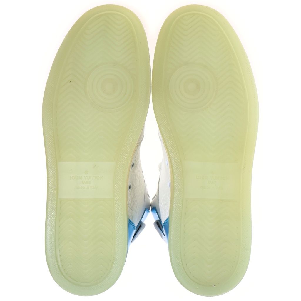 Louis Vuitton Monogram Rivoli Line High-Top Sneakers White Blue — view 5