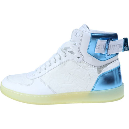 Louis Vuitton Monogram Rivoli Line High-Top Sneakers White Blue