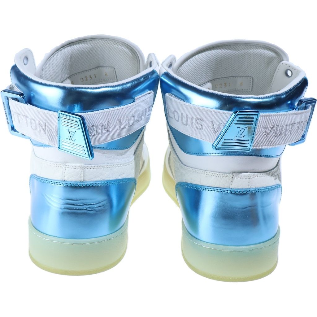 Louis Vuitton Monogram Rivoli Line High-Top Sneakers White Blue — view 3