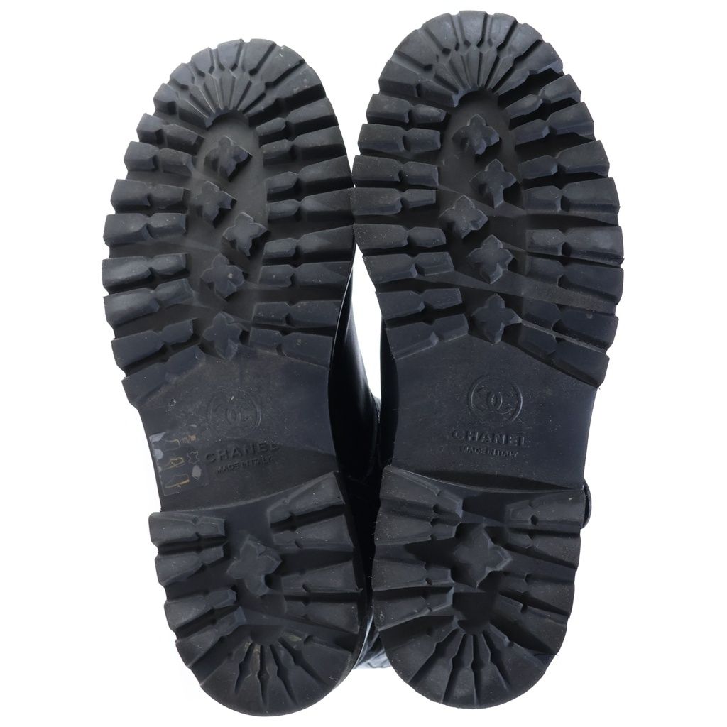 Chanel Quilted Engineer Boots Flat Black Lambskin Silver — view 5