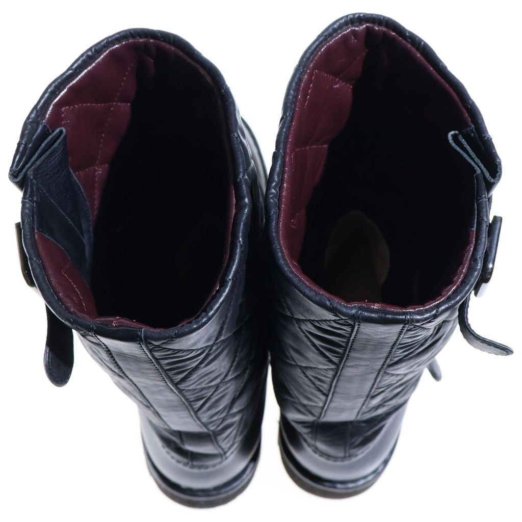 Chanel Quilted Engineer Boots Flat Black Lambskin Silver — view 4