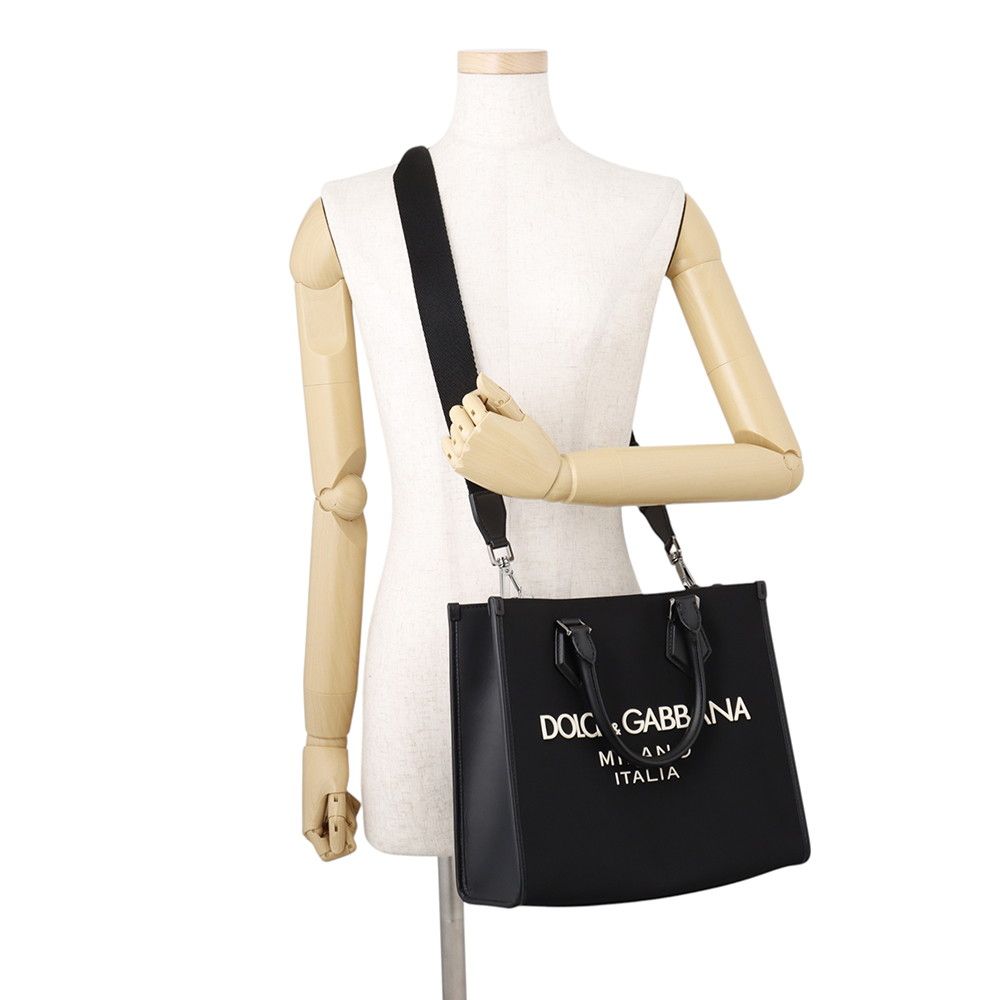 Dolce & Gabbana Tote Bag Logo Nylon & 2-Way Shoulder Black — view 5