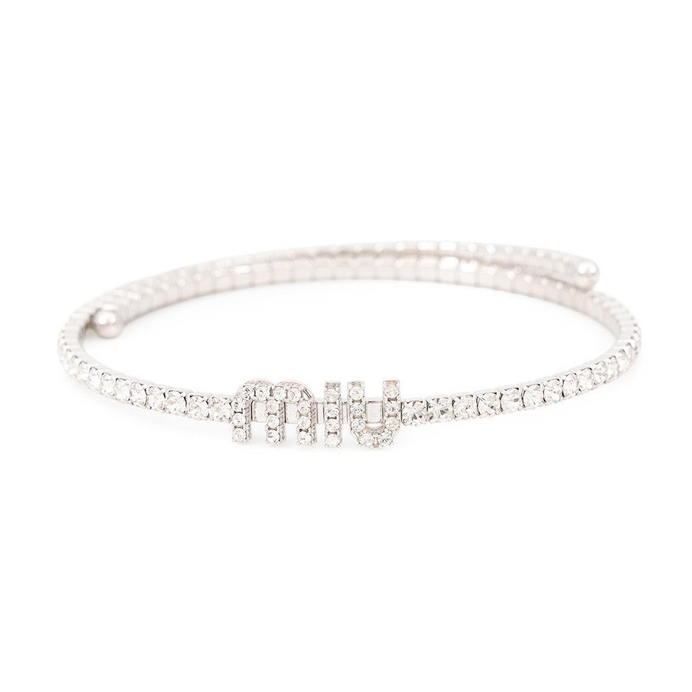 Miu Miu Choker Logo Rhinestone Necklace
