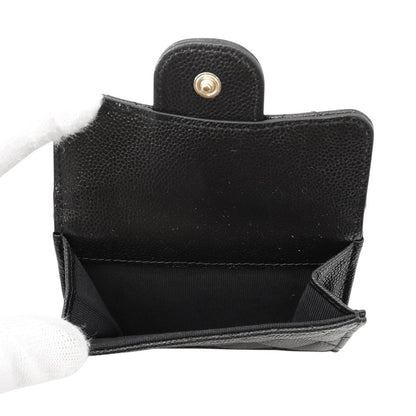 Chanel Trifold Wallet Quilted CC Logo Classic Small Flap Caviar Leather Black — view 6