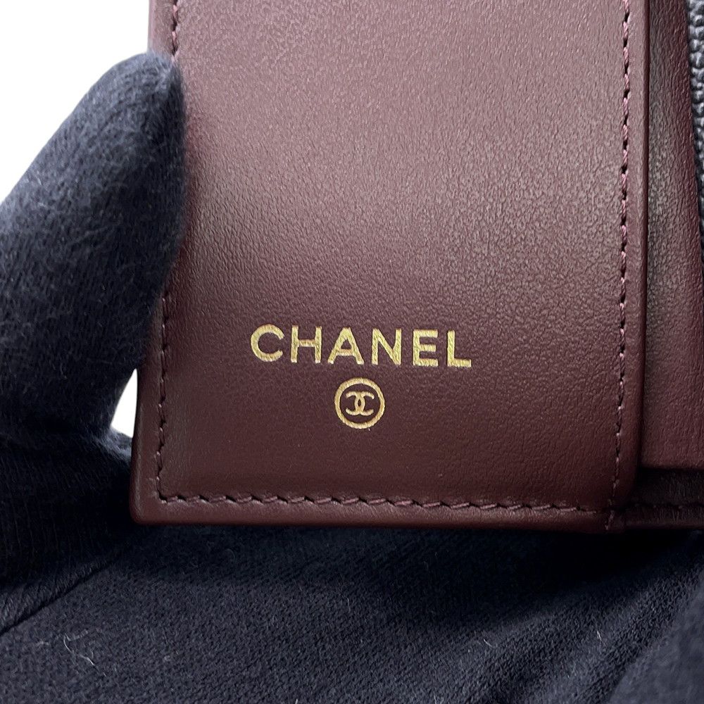 Chanel Trifold Wallet Quilted CC Logo Classic Small Flap Caviar Leather Black — view 8
