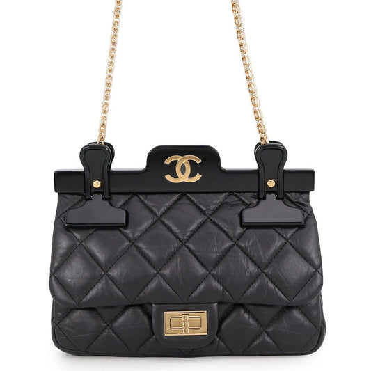 Chanel Chain Shoulder Bag Quilted CC Logo 2.55 Reissue Lambskin Black Limited