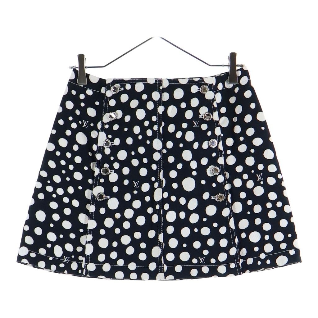 Louis Vuitton YK Infinity Dot Denim All Over Print Skirt Cotton Black White