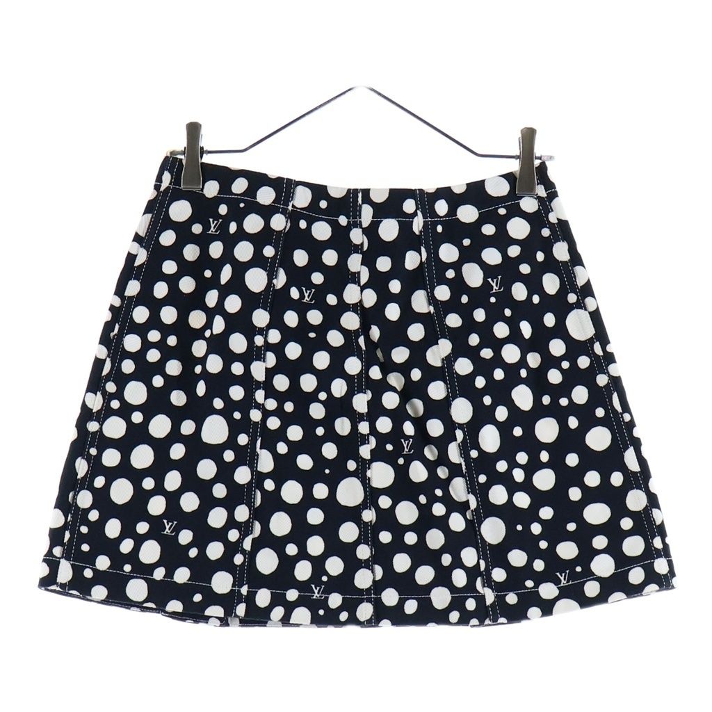 Louis Vuitton YK Infinity Dot Denim All Over Print Skirt Cotton Black White — view 2